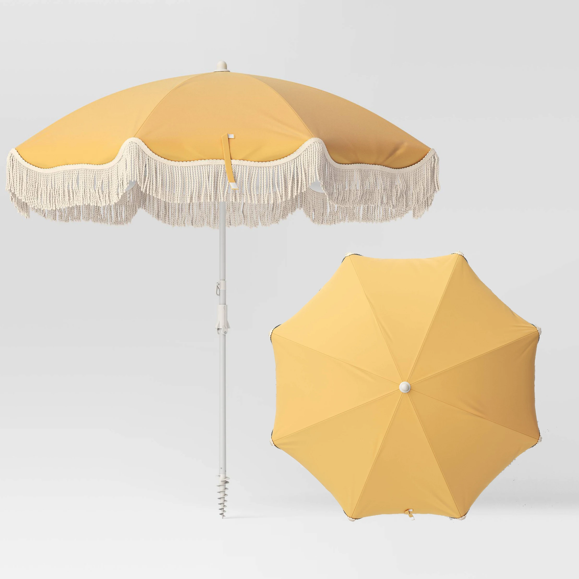 Cheap Price Customized Printed Size  Potable Aluminium Pole Sun Shade Garden Parasol Beach Tassels Umbrella With Fringe and Tilt