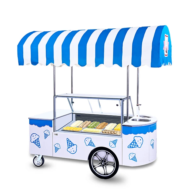 High Quality Portable Ice Cream Trolley With Ice Cream Fridge Freezer With Wheels For Restaurant