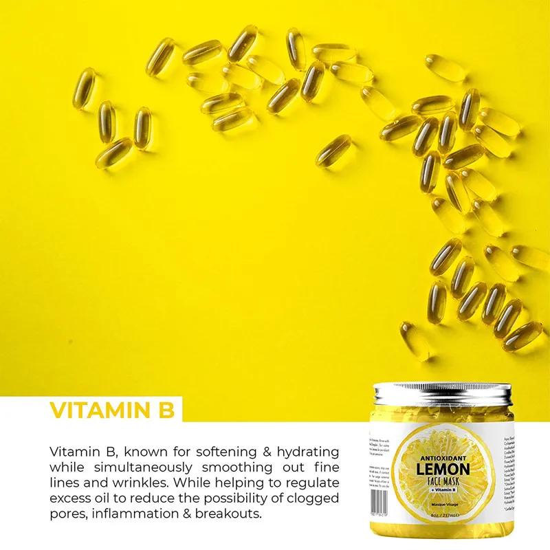 OEM Hydrating Deep Cleansing Anti Aging Antioxidant Organic Vitamin C,B Lemon Vegan Gel Mask with Neem Oil Treats Acne Oily Skin