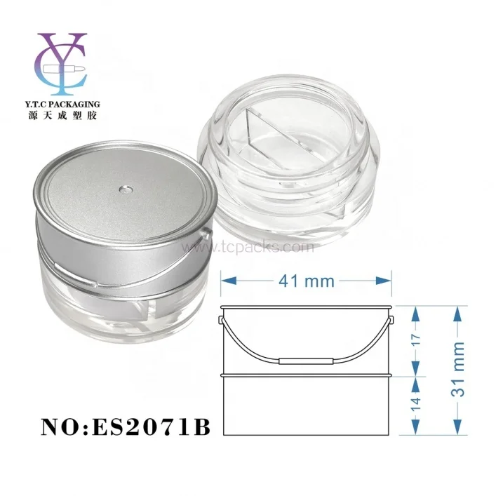 Wholesale empty cosmetic packaging powder compact makeup paint bucket shape mini eyeshadow jar