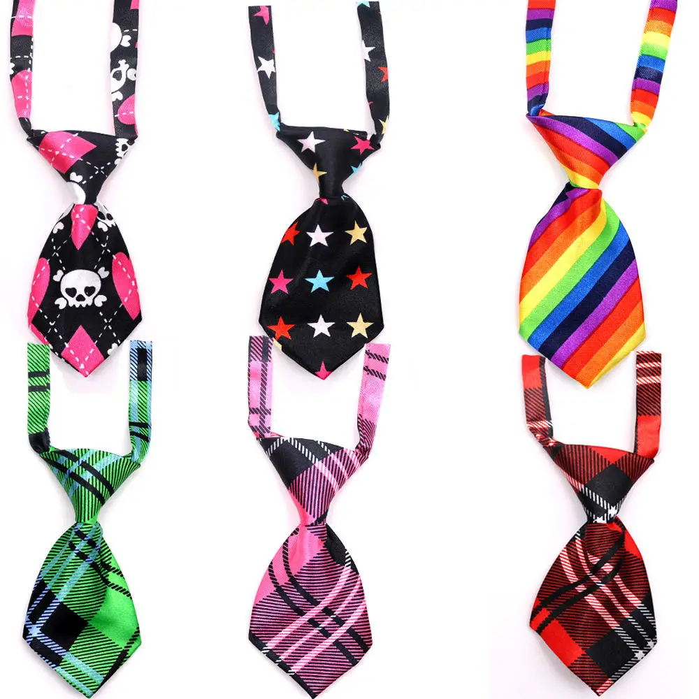 Wholesale Custom Adjustable Grooming Strap Pet Cat Dog Bow Silk Neck Tie Necktie For Collar