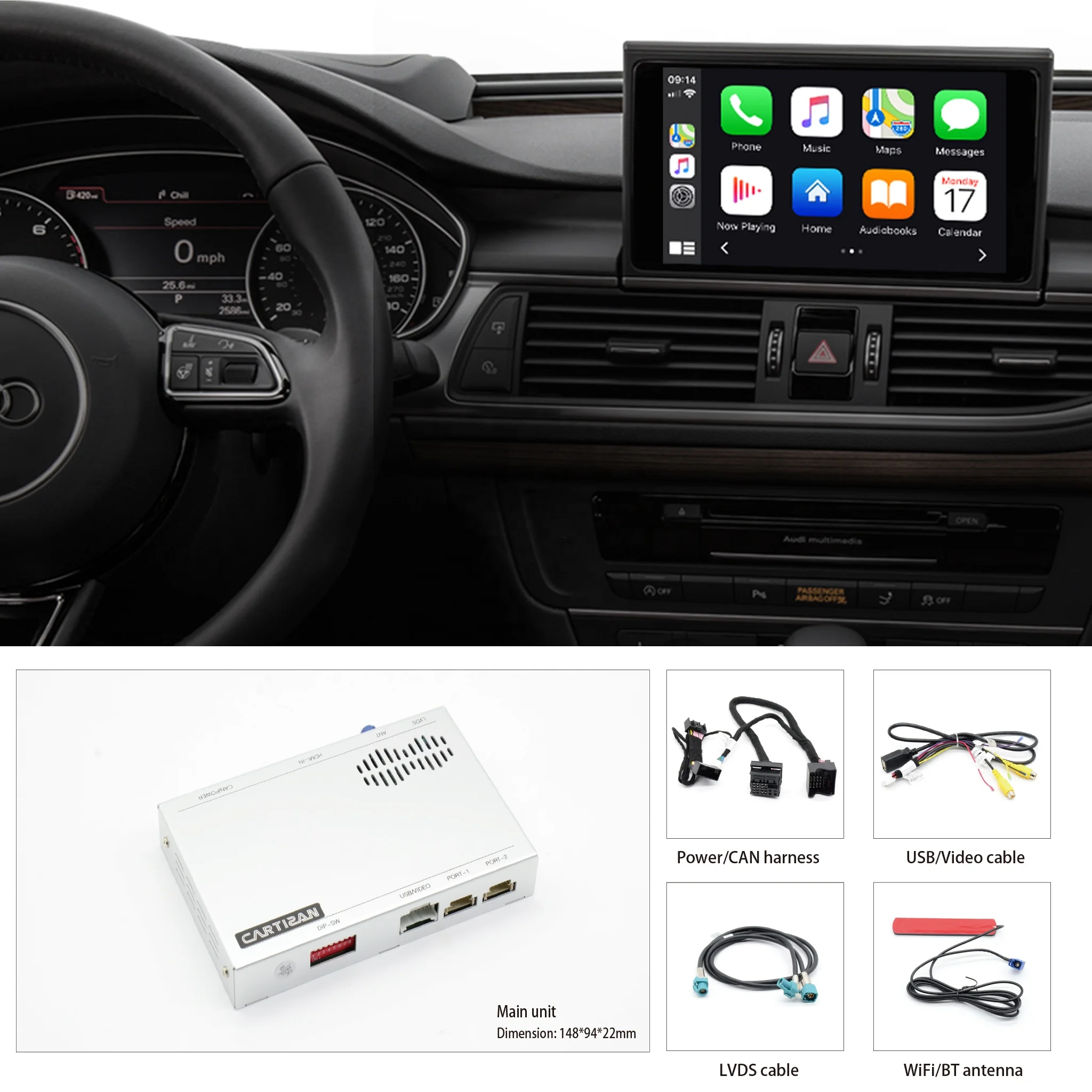  Беспроводной мультимедийный Автомобильный видеоинтерфейс Apple Carplay на Android для Audi Benz BMW