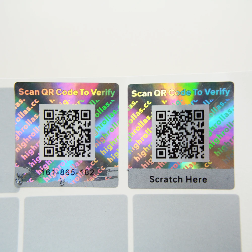 custom permanent QR code hologram sticker holographic sticker paper holographic stickers paper vinyl labels
