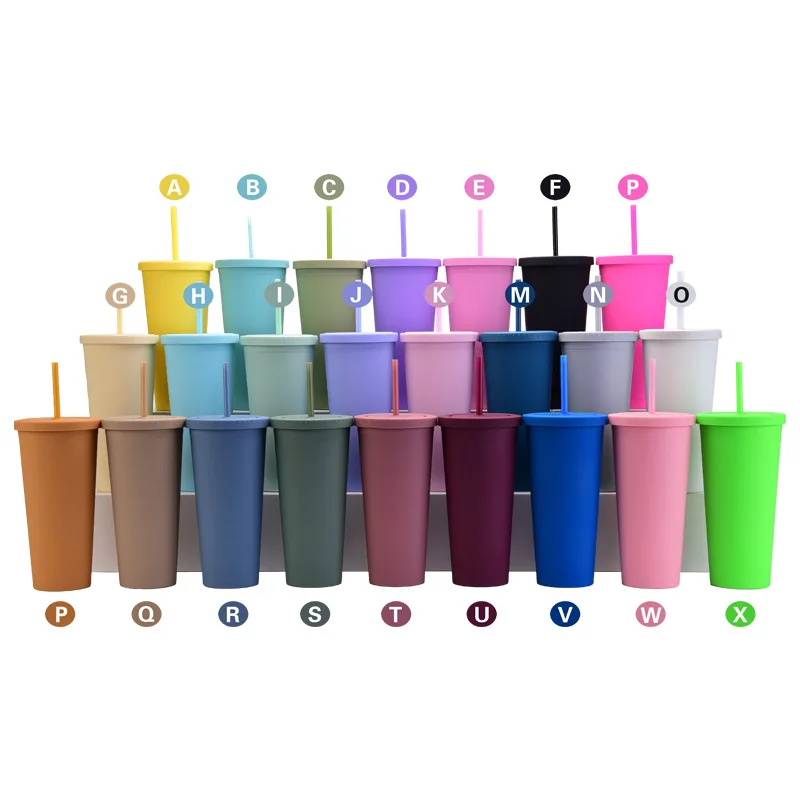 Tumbler with Straw and Lid Water Bottle Iced Coffee Travel Mug Reusable Plastic Cups Perfect for Parties Birthdays