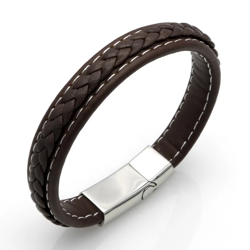Leather Bracelets Men Stainless Steel Multilayer Braided Rope Bracelets For Male Female Bracelets Jewelry