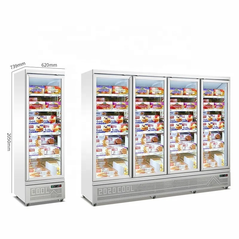 Used commercial customize style air cooled 2 glass door upright display freezer