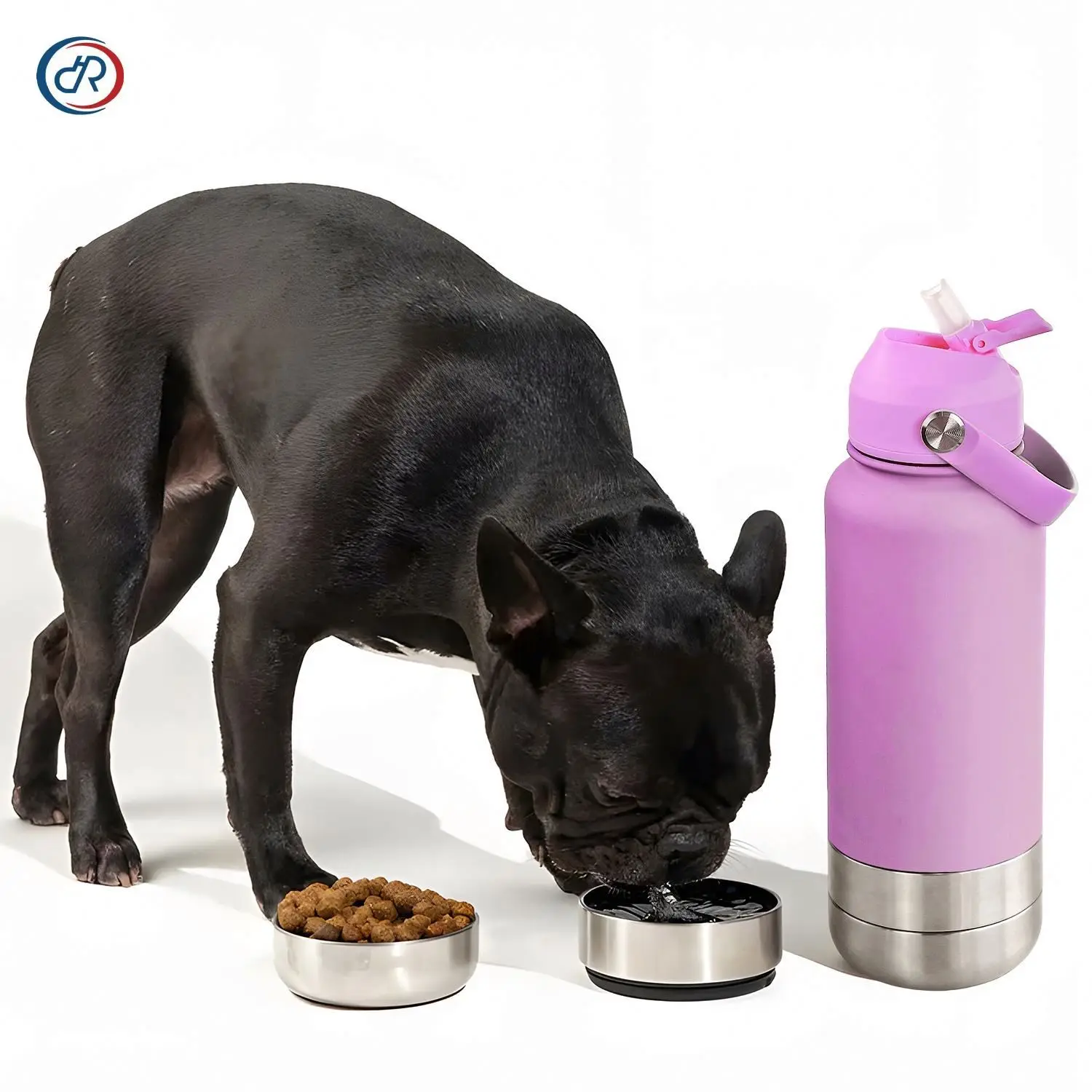 OKKPETS лидер продаж переносная бутылка для воды собак 32 унции миска кормления домашних животных путешествий 3 в 1 из нержавеющей стали с двойными стенками