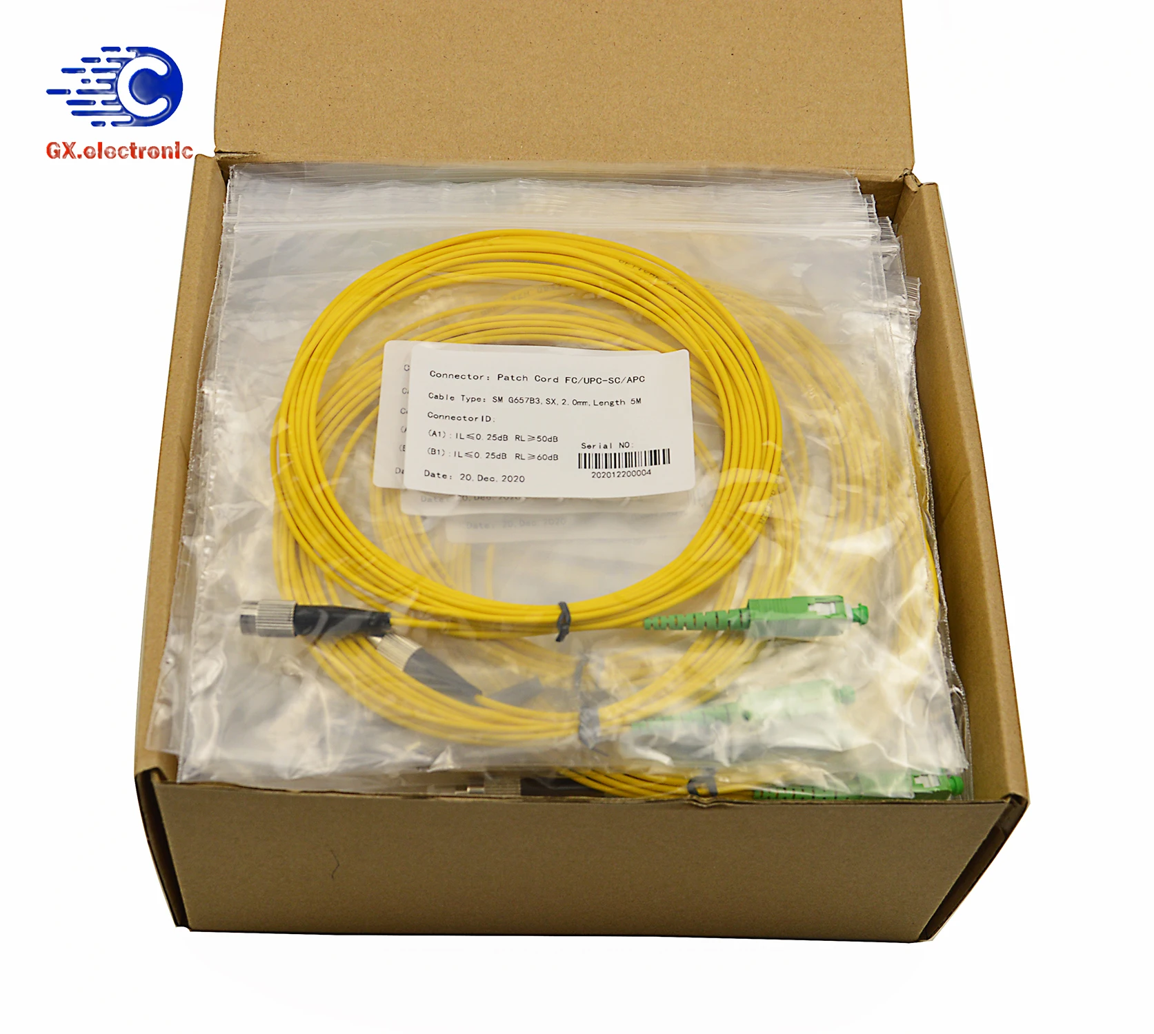 Premium quality 0.25dB low insertion G657B3  FC/UPC to SC/APC  patch cord single mode simplex 2.0mm