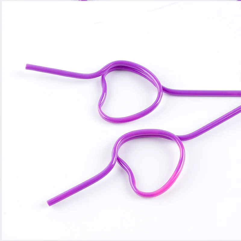 Magic  Color  Heart Shape Plastic Drinking Straws