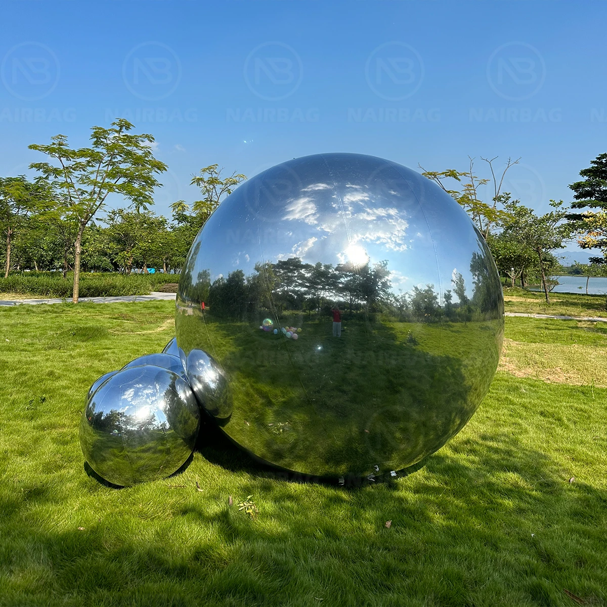 Silver Mirror Ball Inflatable Big Shiny Balls Giant Disco Party Balloon Christmas Event Decor Reflective PVC Large Mirror Sphere