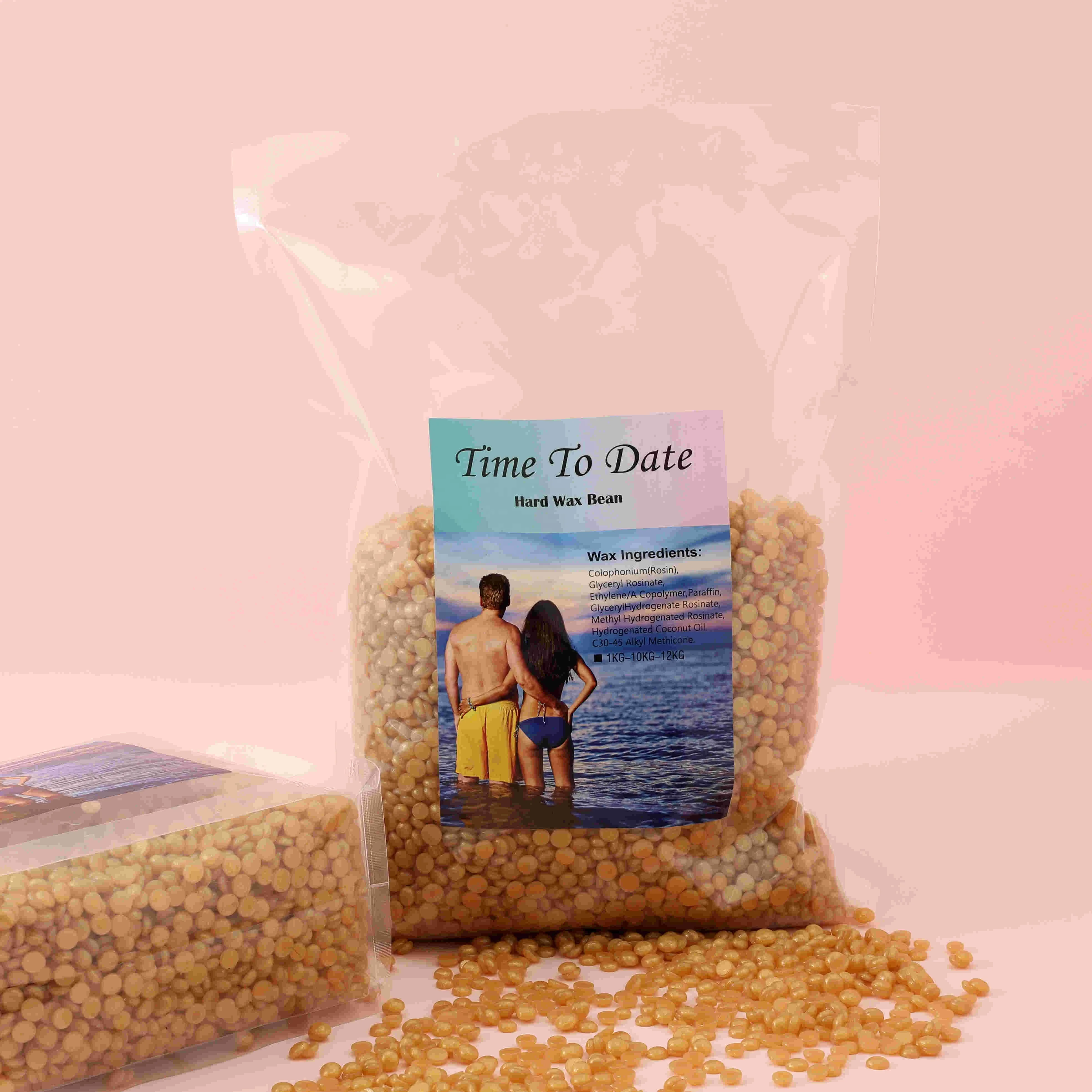 WaxNewK Private Label  Hot Film Golden Color 2.2LB 1kg Glitter Wax Solid Hard Wax Paper Free Hair Removal 1000g
