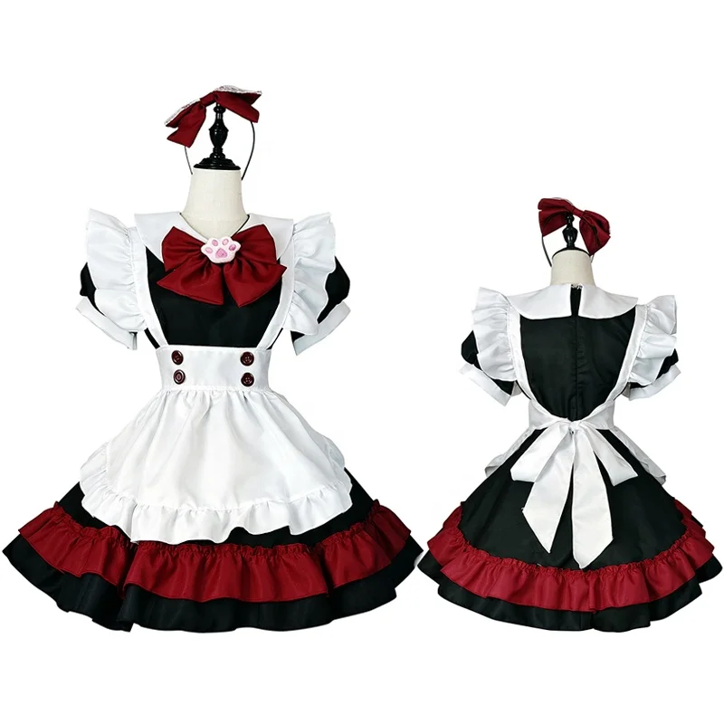 Wholesale 2022 New Fashion Red Black Gothic Lolita Maid Dress Short Sleeves Skirt Halloween Party Cosplay Costumes