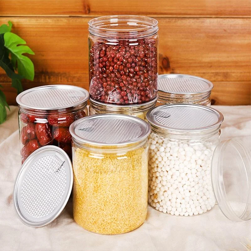 Custom Plastic Food Packaging 6oz 12oz 16oz Cookie Candy PET Storage Jars With Lids