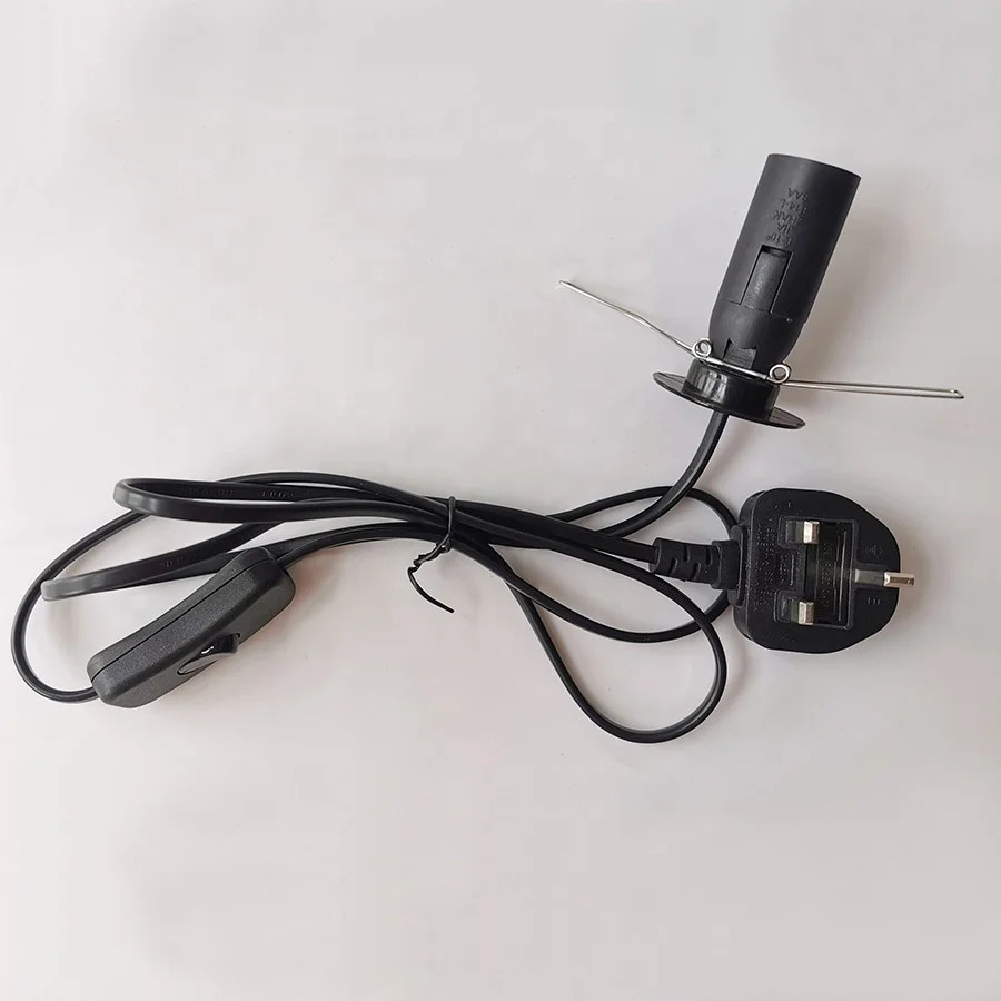 BS, ASTA approved salt lamp cable with Britsh 3pin plug and E14 lamp holder UK Salt Lamp Power Cord