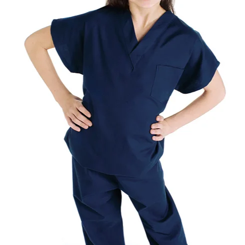 Wholesale Short Sleeves Medical Scrubs Hospital Scrubs Nurse Uniforms Navy Blue Scrub Sets for Hospital for Women 100 Pcs