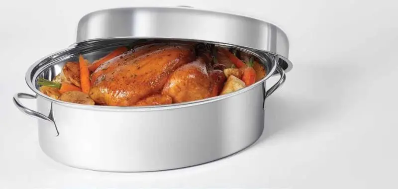 Stainless Steel Lidded Roasting Pan, Lightweight Roaster  Extra Large Dish for Chicken/Turkey / Meat Joints & Vegetables, 9.5 QT