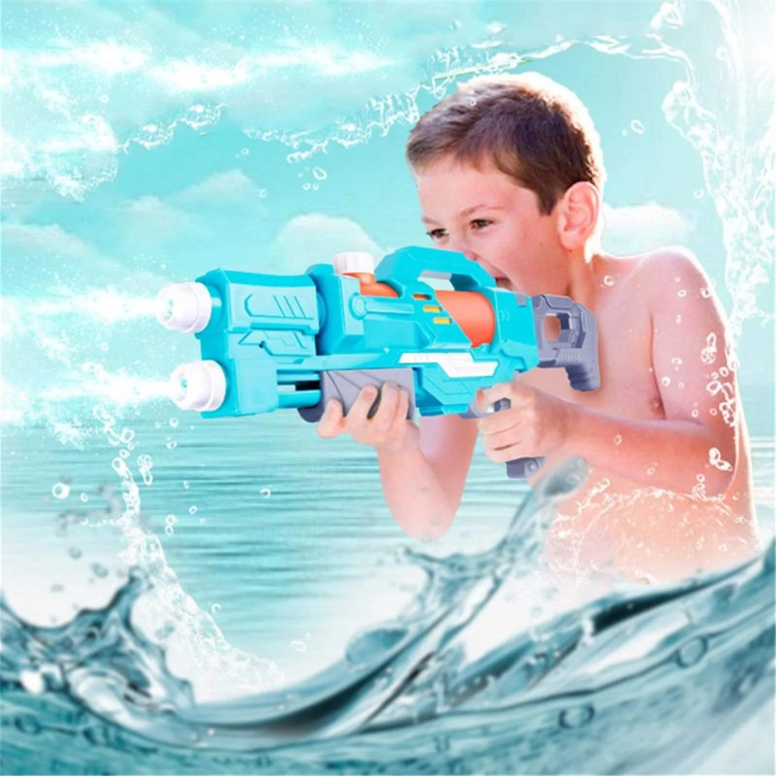 Summer Toy Double Nozzle Air Pressure Space Large Capacity 600ML Long Distance High Pressure Big Volume Water Gun