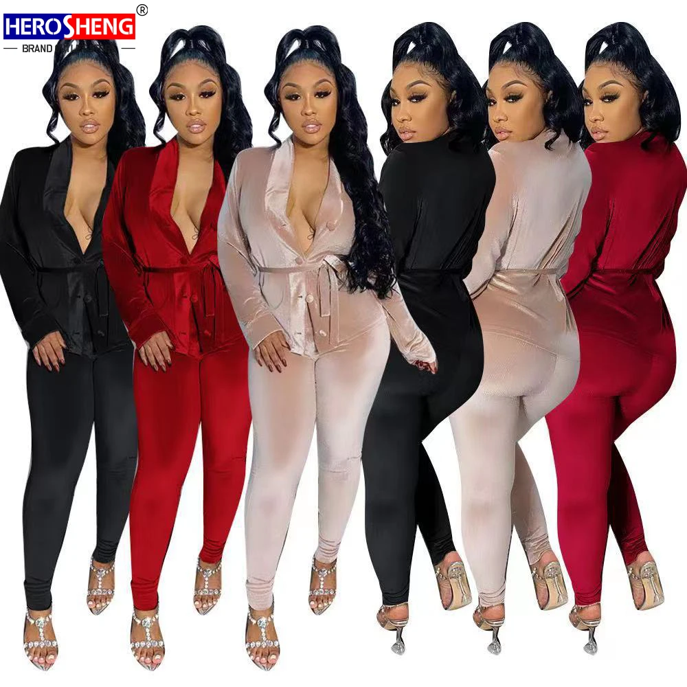 Топы для женщин 2021 Осенняя Вельветовая одежда для отдыха пижамы для женщин комплект из двух предметов Большие размеры женская одежда для сна