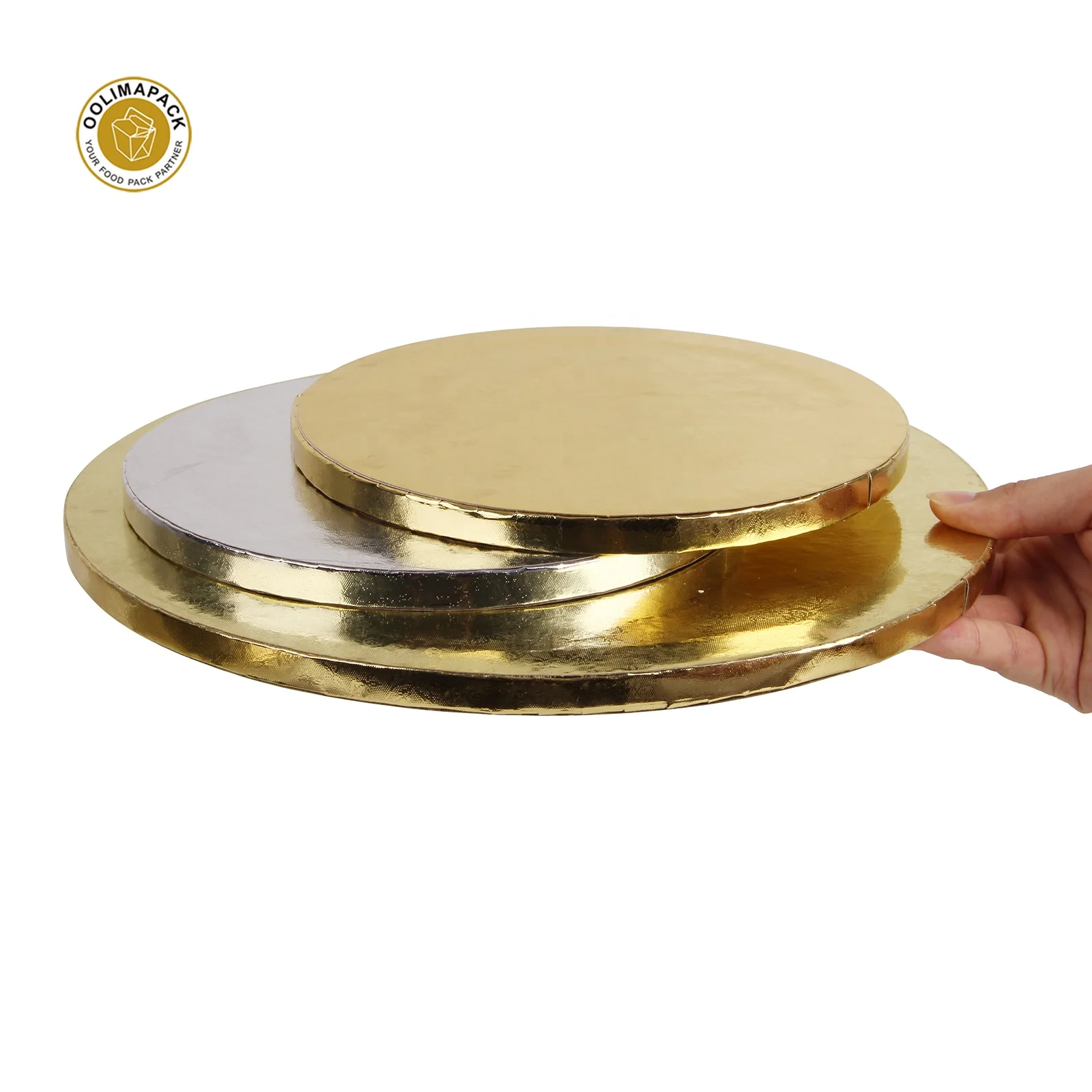 
Round and Square Golden foil 12mm thickness corrugated cake board cakes drum 