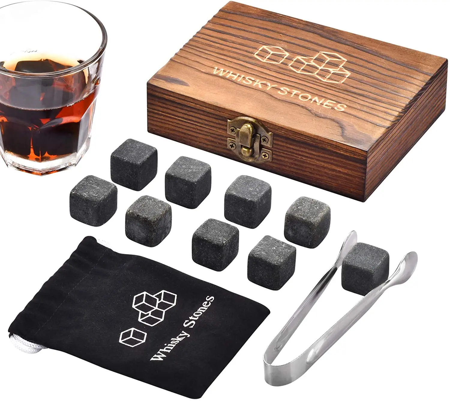 Top Seller Granite Chilling Whiskey Stone Rocks Whiskey Stones Gift Set Box Burbon Gifts Cool Presents For Men
