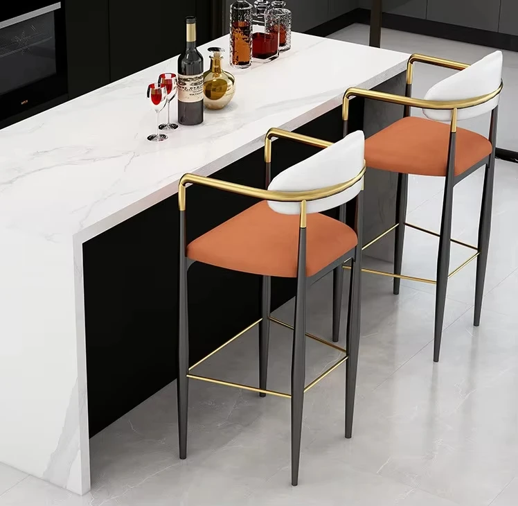 Фабрика Furnistyle оптовая продажа роскошная вилла деревянный кожаный барный стул для домашнего завтрака высокий