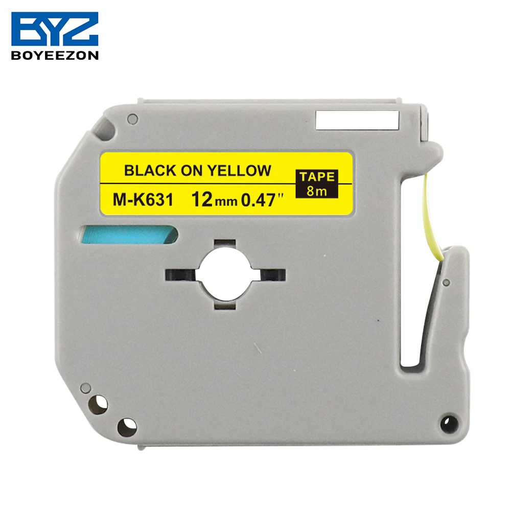 Boyeezon Black on Yellow 12mm compatible brother ribbon M-K631 MK 631 for brother P-touch maker label tape