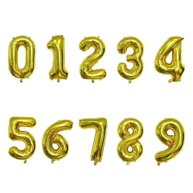 32 дюйма шара с цифрой золото/серебро/синий/розовый/красный/черный/розовое золото/градиентный цветной фольги Гелиевый шар в виде цифры для вечеринок