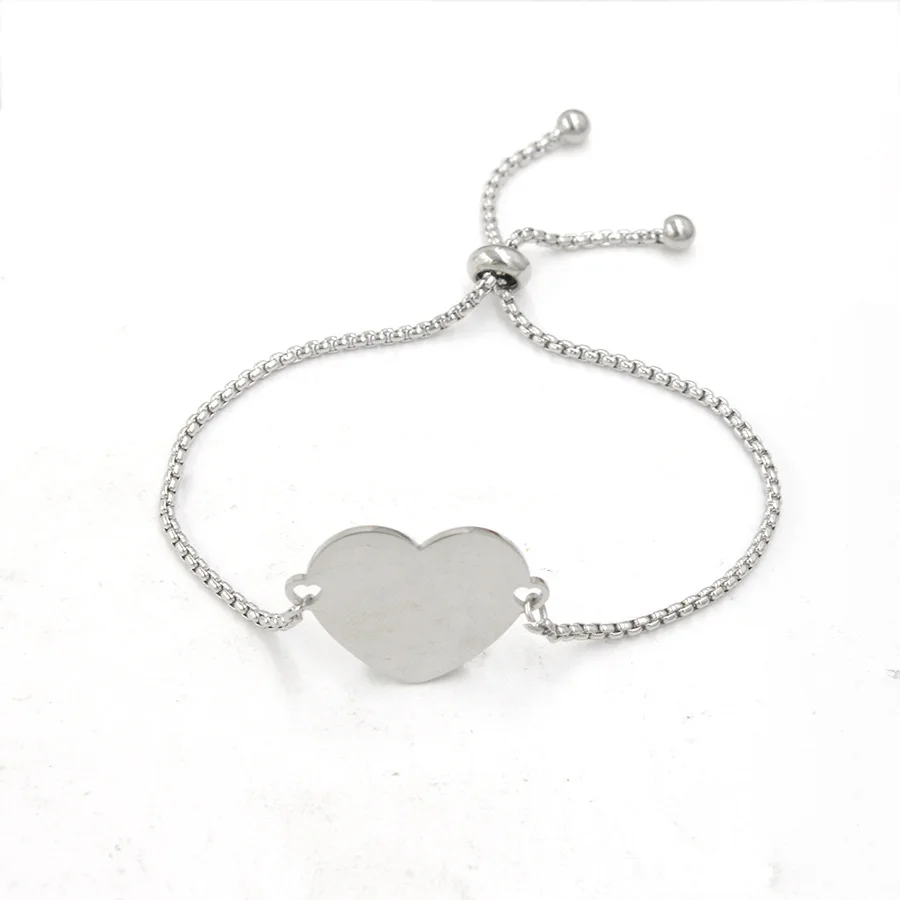 Dazgirl Wholesale Engravable Blanks Jewelry  Heart Chain Adjustable Luxury Bracelet