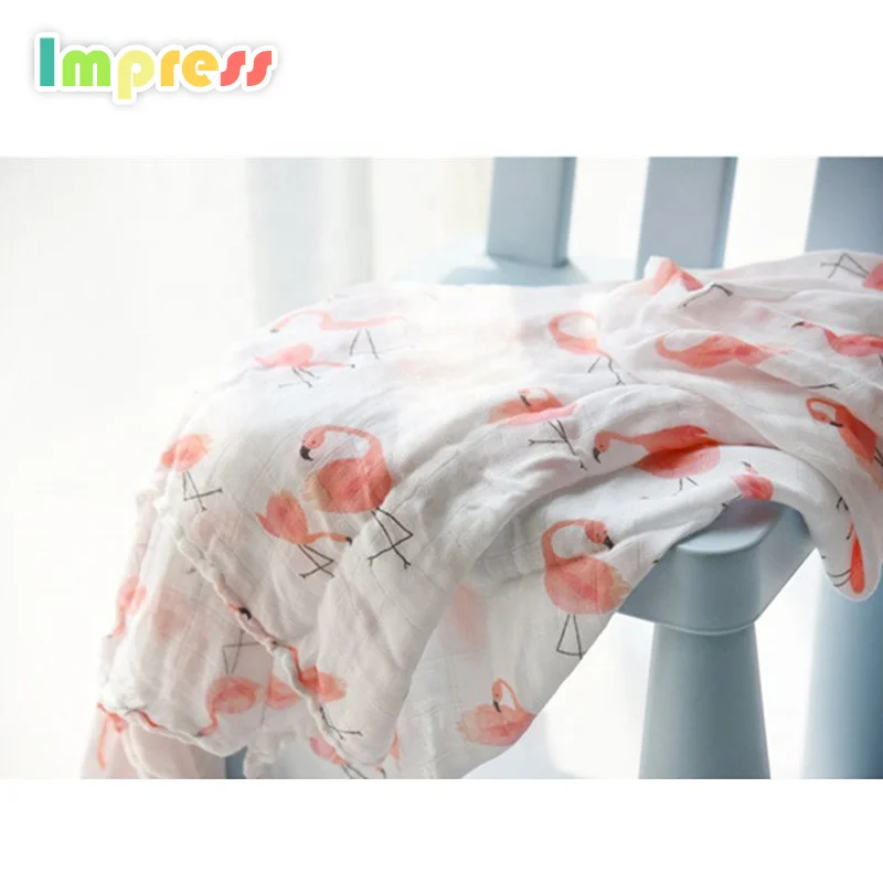 Wholesale 100% organic cotton bamboo muslin swaddle blanket