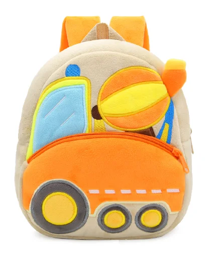 2-4 Years Cute Cartoon Excavator Children 3D Car Engineering Vehicle Plush Backpack Girls Kids Kindergarten School Bag