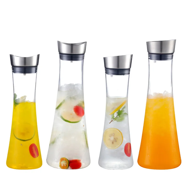 Acrylic Pitcher Water Carafe With Drip Free Lid For Beverages With Stainless Steel Lid Pitcher, Juices Water Jug