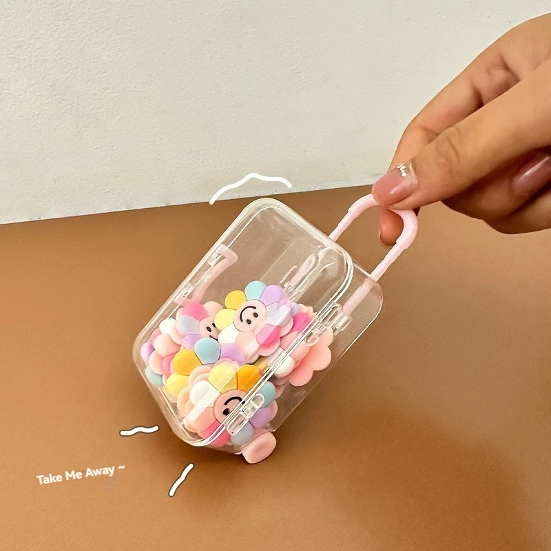 New Hot Sale Mini Transparent Suitcase Shape Decorative Accessories Desktop Organizer Box Plastic Storage for Jewelry