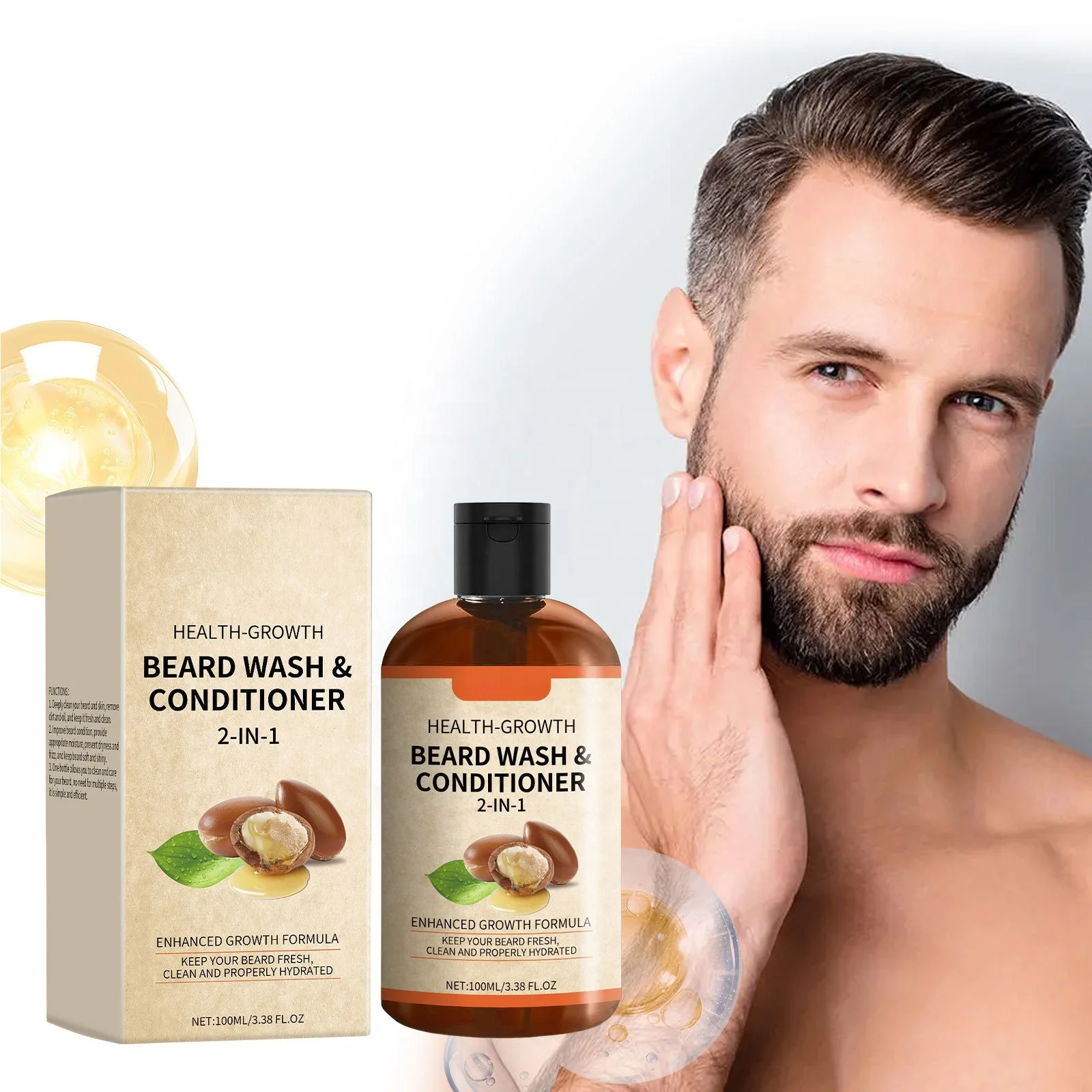 Factory OEM/ODM Wholesale 2-in-1 Beard & Hair Care for Men Gentle Cleanser & Nourishing Repair Treatment for Smooth Beard & Hair