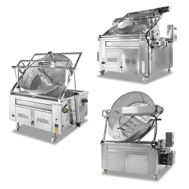 Stir batch type fry machine industrial electric fish and potato chips gas snacks for peas peanut panipuri empanadas automatic