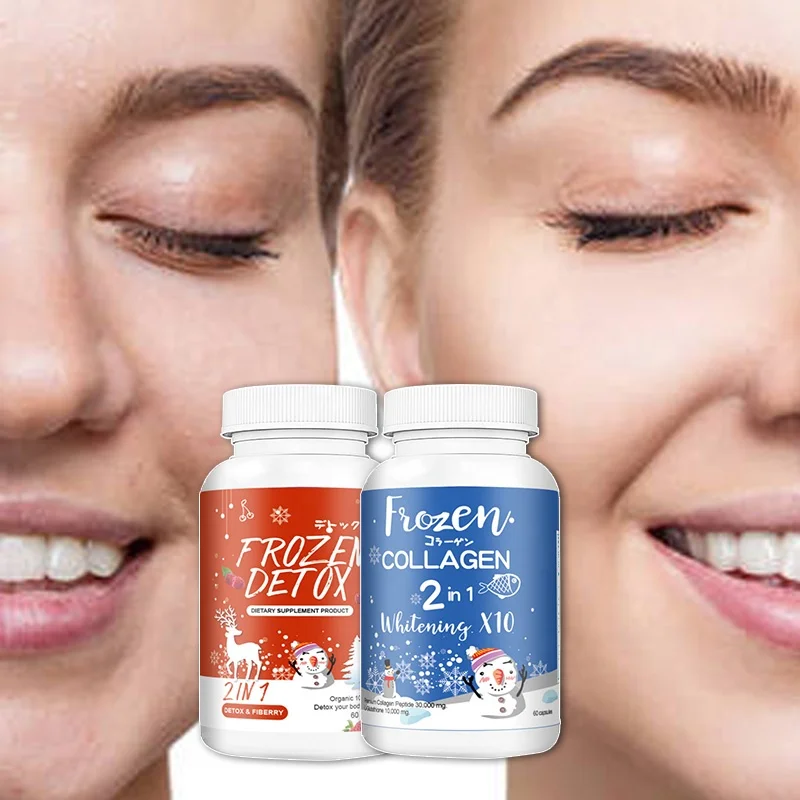 Frozen collagen whitening detox capsule L-glutathione Marine Collagen Vitamins Skin Brightening pills Hair nails smooth capsules