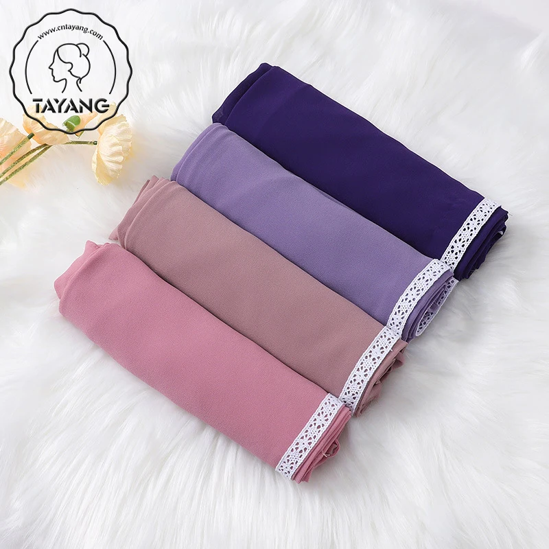 Wholesale Classic Elegant Plain Color Long Scarf Turkish Malaysia Fashion Muslim Chiffon Hijab For Womens