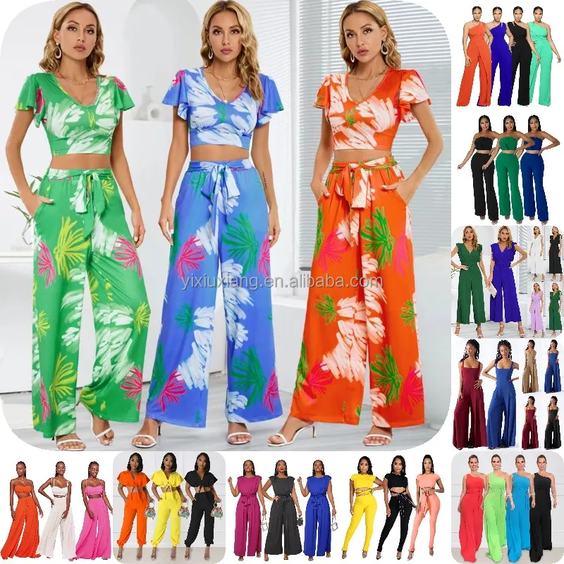 New Fashion Ladies Summer Elegant print ultra thin two-piece suit