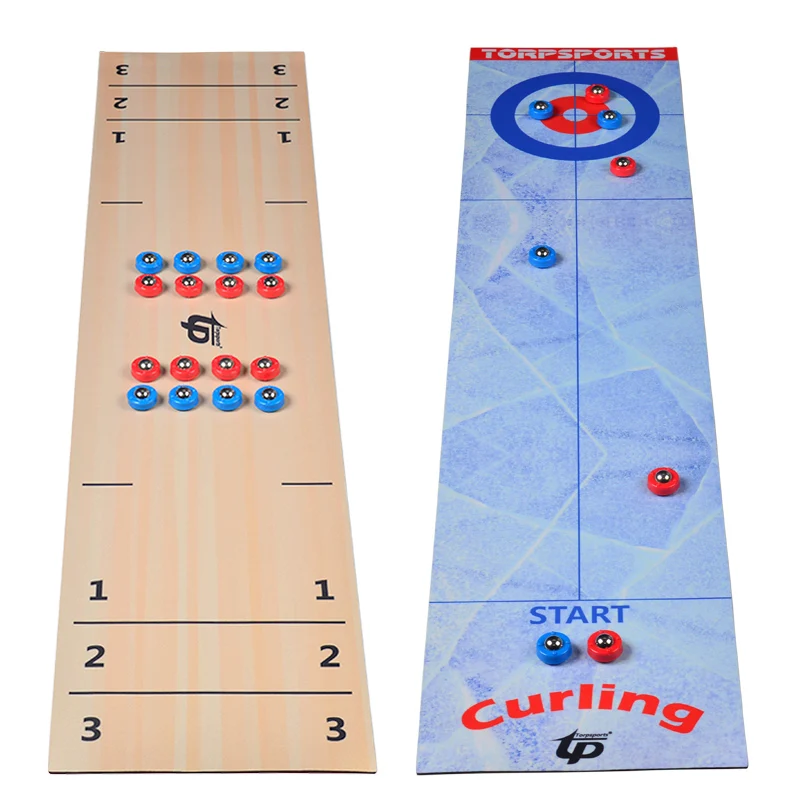 2 in 1 Table Top Shuffleboard and Curling Games with 8 Rollers-Great for Everywhere Fun,Easy and Quick to Set-Up TSP-1808