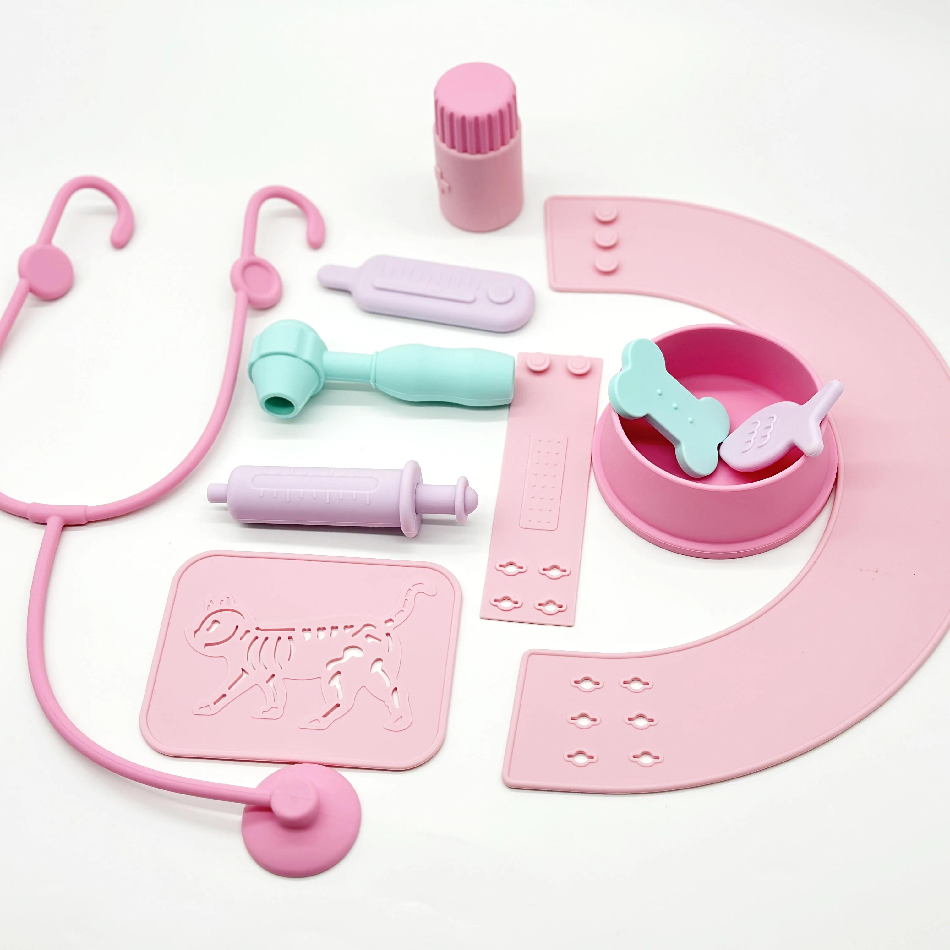 Non Toxic BPA Free Silicone Doctor Kit for Kids Veterinary  Pretend Role Play Toys Gifts for Boys Girls