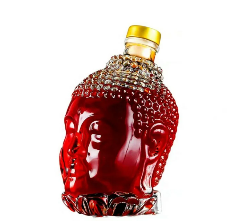 Custom Creative Vintage Premium Buddha-shaped Liquor Bottle Empty Whiskey Glass