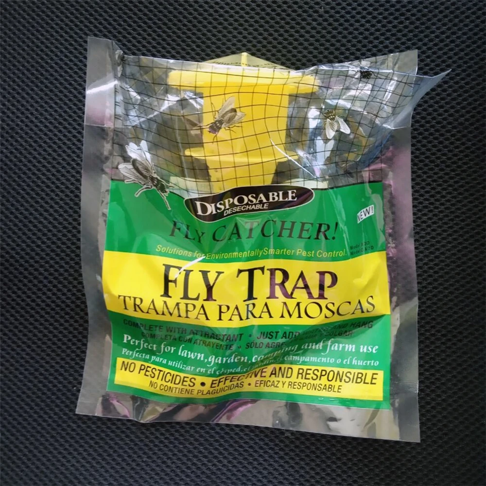 Plastic Ready to Use Mylar House Flies Catcher Bag Fly Trap with Bait