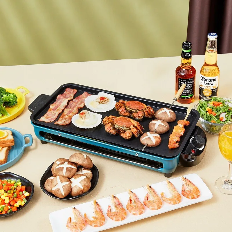 Multifunctional electric grill pan household smokeless fish barbecue pan skewer machine commercial baking tray