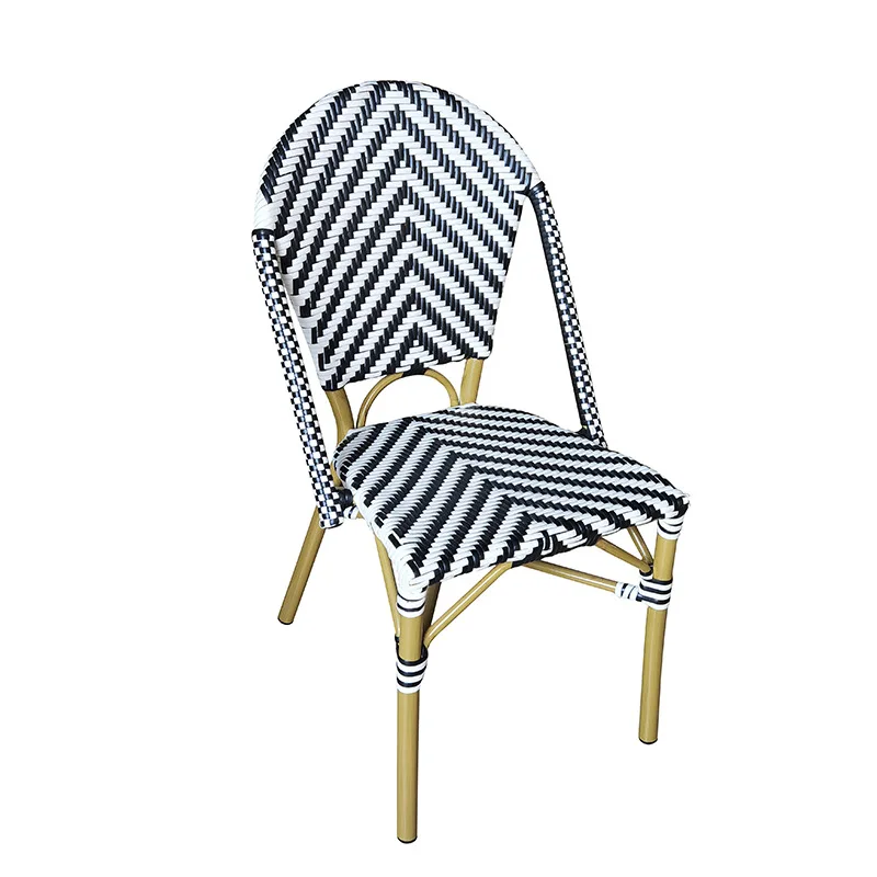 Waterproof stackable woven cafe french bistro rattan outdoor garden dining chair