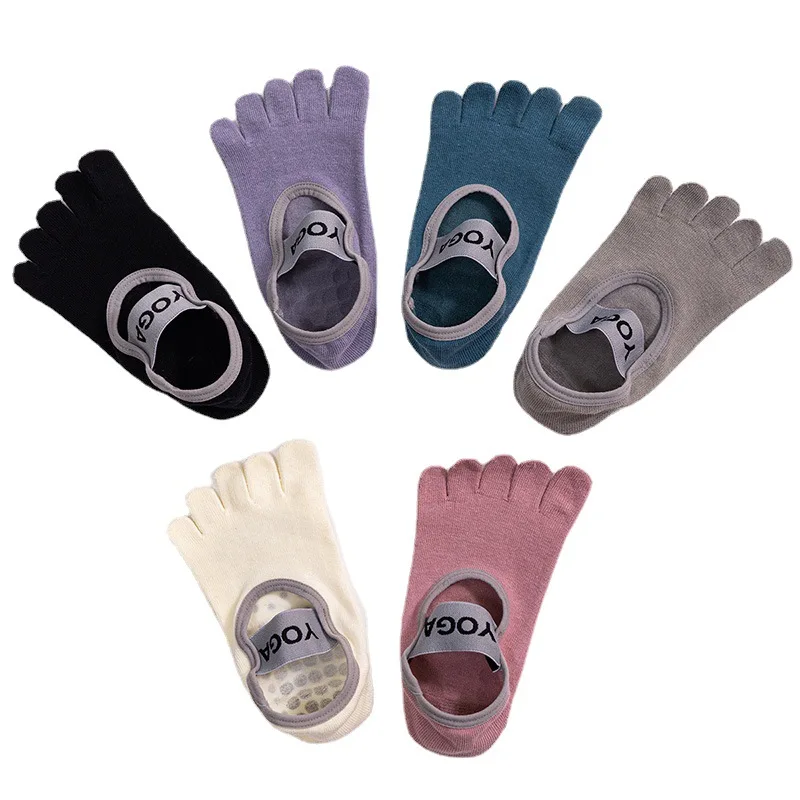 Wholesale Breathable Yoga Socks For Women Non-slip Five Finger Pilates Double Cross Stripe Sock