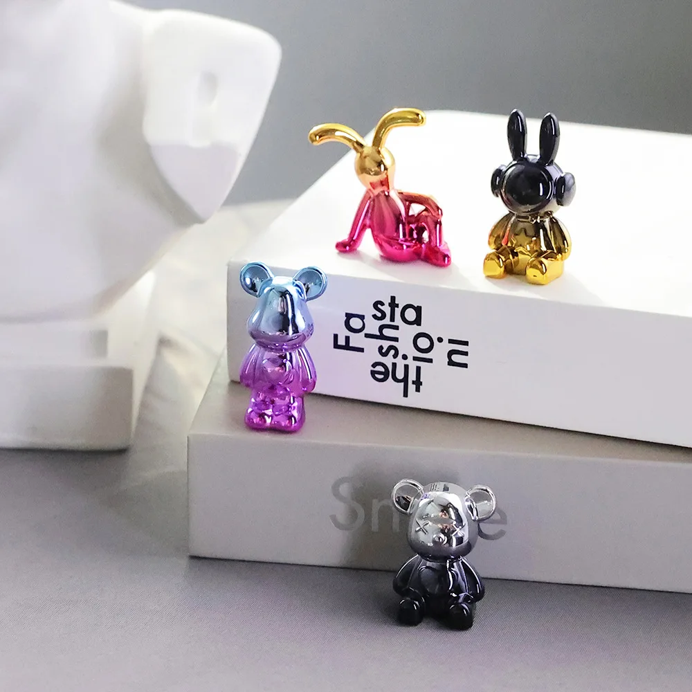 Colorful Artistic Bear and Rabbit Figurine Cartoon Interior Kits for Living Room and Desktop Placement Ornament for Car