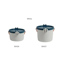 Cartoon design interior toy bucket for children, portable plastic storage bucket Lego storage box for children with lid