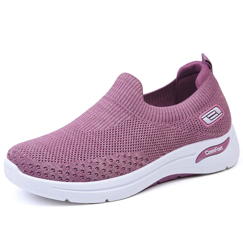 Hot selling black business new model without lace slip on sports sneakers female women fashion pink sport shoes for ladies