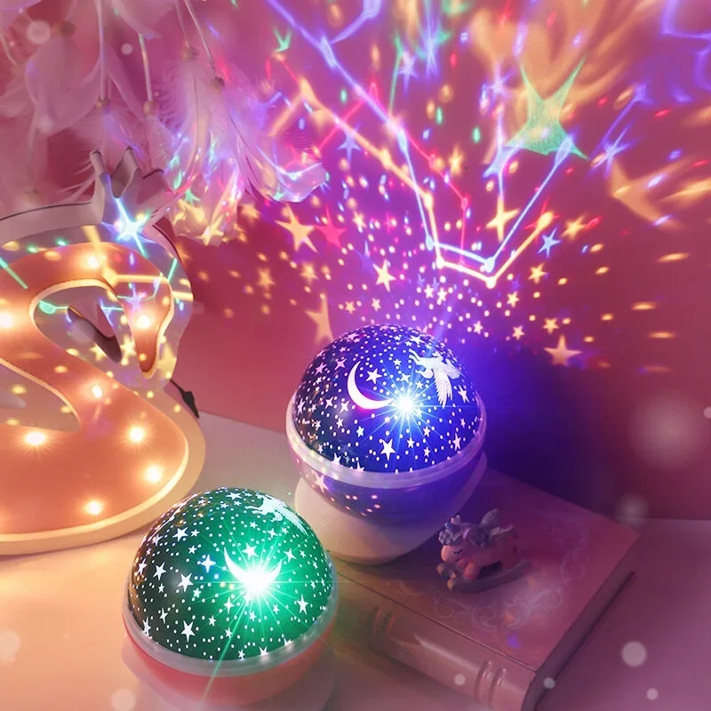 Fantasy Rotating Starry Sky Projection Light Christmas Gift Festival Atmosphere Light Star Moon Creative Night Light