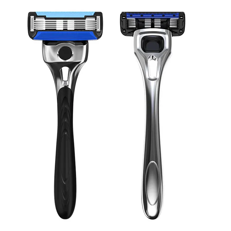 Wholesale Custom Logo Private Label Bulk Good Men Body Grooming System Shaving Razors Stainless Steel for Men Blue 5 Pcs