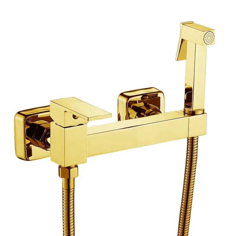 Wall Mount Brass Single Handle Muslim Shattaf Faucet Bathroom Shower Mixer Bidet Spray Set